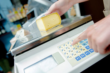 weighing cheese - obrazy, fototapety, plakaty
