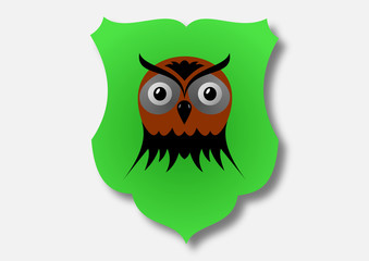 Obraz premium drawing of the owl's head in the green box