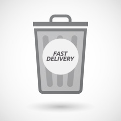 Isolated trashcan with  the text FAST DELIVERY