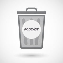Isolated trashcan with    the text PODCAST