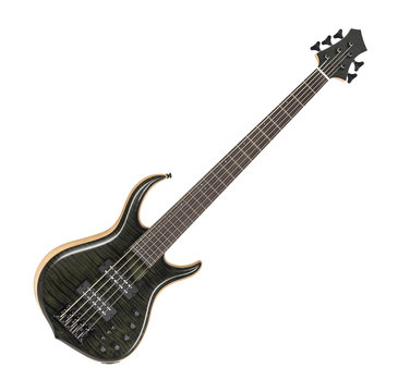 Electric Bass Guitar Isolated on White Background