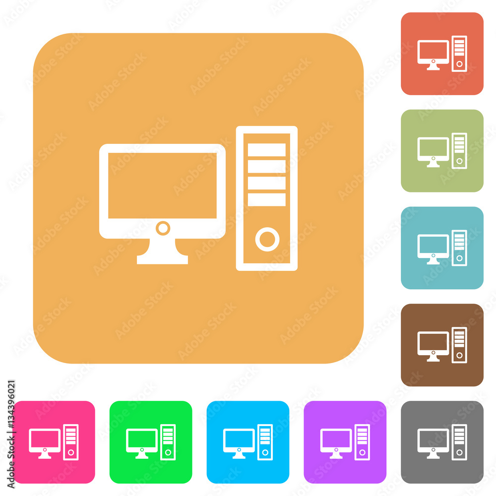 Poster desktop computer rounded square flat icons