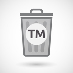 Isolated trashcan with    the text TM