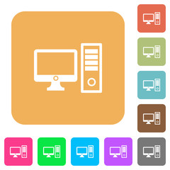 Desktop computer rounded square flat icons