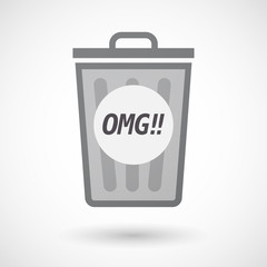 Isolated trashcan with    the text OMG!!