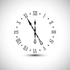 Old Clock Icon. Watch with Roman numbers. Vector Illustration.