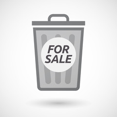 Isolated trashcan with    the text FOR SALE