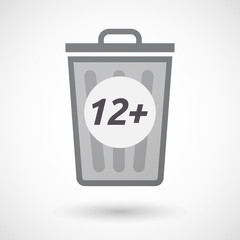 Isolated trashcan with    the text 12+