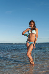 Fototapeta na wymiar Portrait of a Dominican Girl dressing bikini