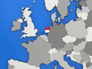 Netherlands on globe