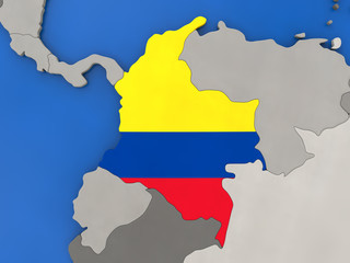 Obraz premium Colombia on globe