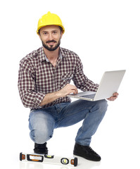 Carpenter with laptop