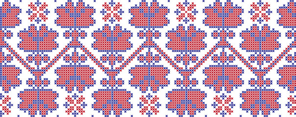 Embroidered cross-national pattern