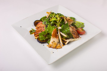 salad with eel on a white background