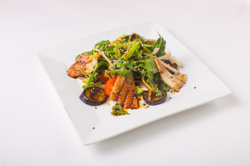 salad with eel on a white background