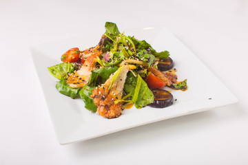 salad with eel on a white background