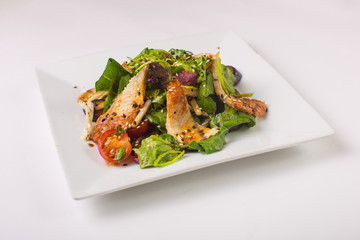 salad with eel on a white background