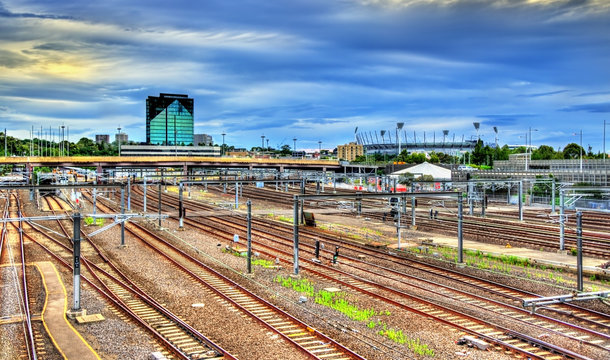 View of Flinders Street railway station in Melbourne, Australia