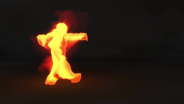 Animation of a burning man dancing
