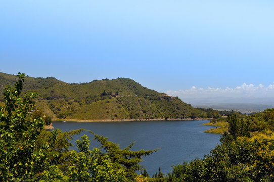 General view of the lake Embalse Dique los Molinos in Cordoba, Argentina
