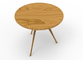 3d illustration of wooden table. white background isolated. icon for game web.