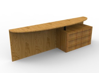 3d illustration of wooden table. white background isolated. icon for game web.