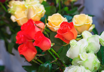 Beautiful roses for sale at a florist's shop.