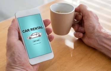 Car rental concept on a smartphone