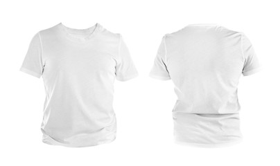Front and back views of t-shirt on white background