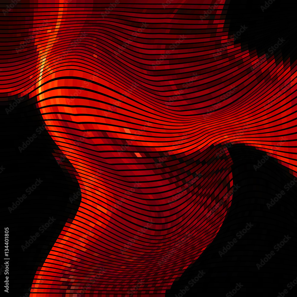 Aufkleber glitch abstract background with distortion effect, random wave red lines for design concepts, poster