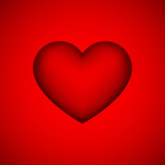 Red heart sign, abstract Valentines day blank button template with gradient background for logo, design concepts, badges, banners, postcards, web, prints. 14th february. Vector illustration.