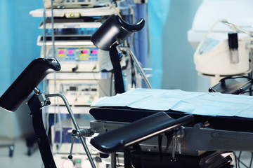 Gynecological operating table, closeup