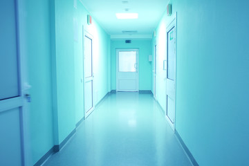 Long corridor in modern hospital