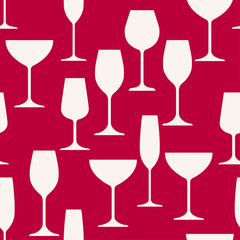 Vector seamless pattern with silhouette of wineglass.