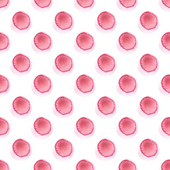 Abstract pattern with of watercolor circles in shades pink and white. Hand drawn polka dot. Texture for textile, wrapping paper, greeting card, invitation, wallpaper