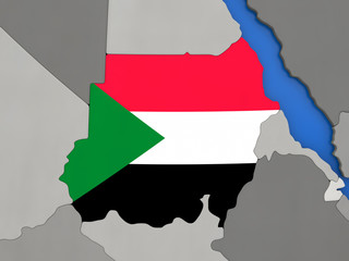 Fototapeta premium Sudan on globe