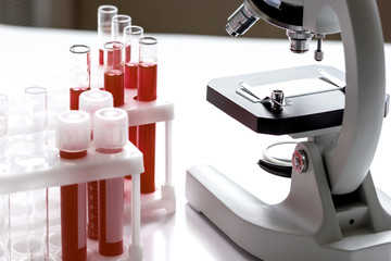 Medical equipment blood test in laboratory no one