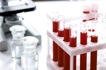 Medical equipment blood test in laboratory no one