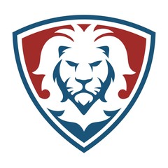 Obraz premium Lion head shield blue and red