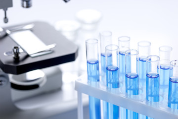 Laboratory, chemistry and science concept on white background