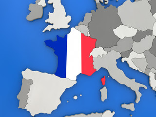 France on globe