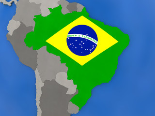 Brazil on globe