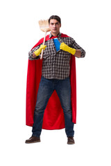 Super hero cleaner isolated on white © Elnur