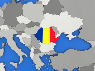 Obraz premium Romania on globe