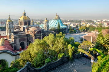 Zelfklevend Fotobehang The Basilica of Our Lady of Guadalupe from the Tepeyac Hill in Mexico City © kmiragaya
