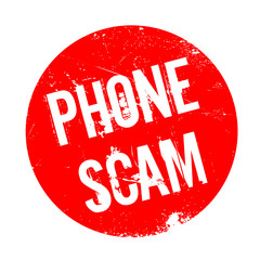 Phone Scam rubber stamp. Grunge design with dust scratches. Effects can be easily removed for a clean, crisp look. Color is easily changed.