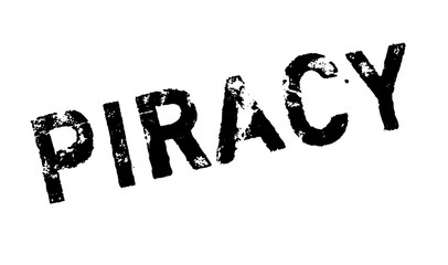 Piracy rubber stamp. Grunge design with dust scratches. Effects can be easily removed for a clean, crisp look. Color is easily changed.
