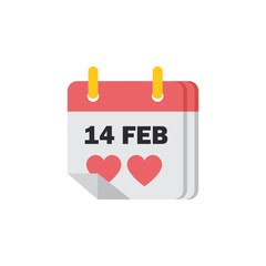 Valentines day flat calendar icon.