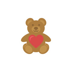 Valentines day.Cute teddy bear heart icon isolated on white background
