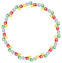 Obraz premium Round frame with children cubes. Vector clip art.